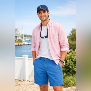 Vineyard Vines Club Shorts Size 36 Blue Chino Flat Front Casual Preppy Golf Work